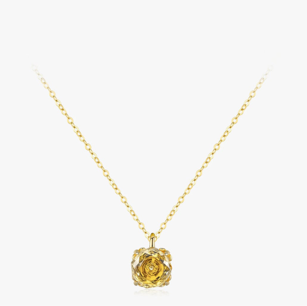 Collier Pendentif Aurora– Argent 925 & Zircon jaune