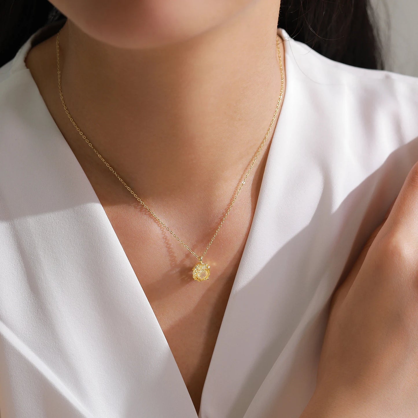 Collier Pendentif Aurora– Argent 925 & Zircon jaune