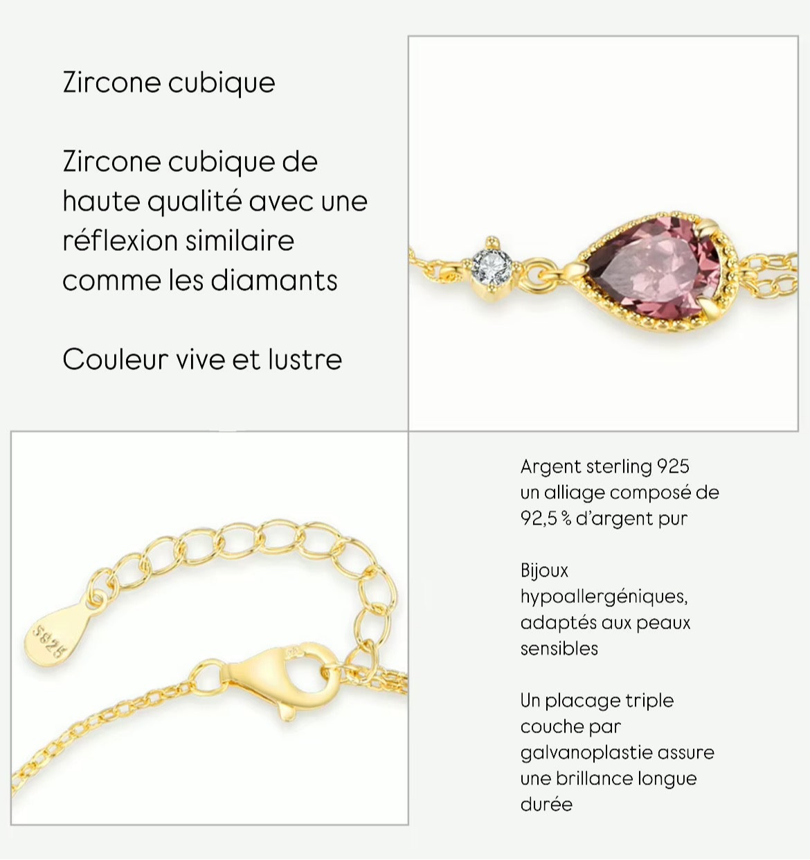 Bracelet Belle - Argent 925, Or
