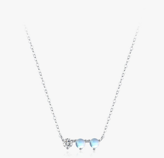 Collier - Aura Lunaire, Argent 925 et Pierre de Lune Opaline