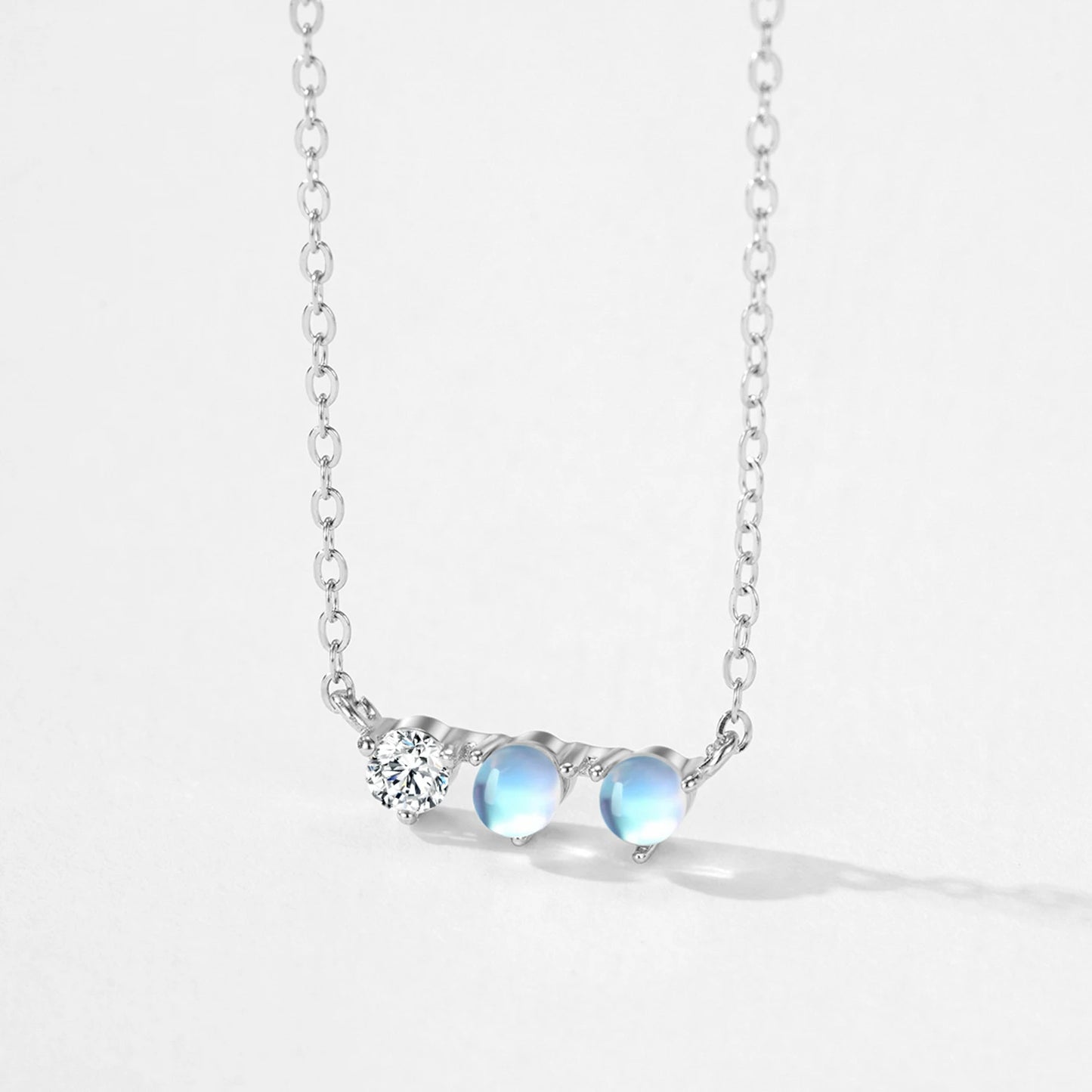 Collier - Aura Lunaire, Argent 925 et Pierre de Lune Opaline